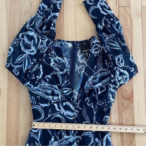 C/MEO Collection Discretion Navy Blue Floral Print Midi Dress - Sz S - Picture 16 of 16